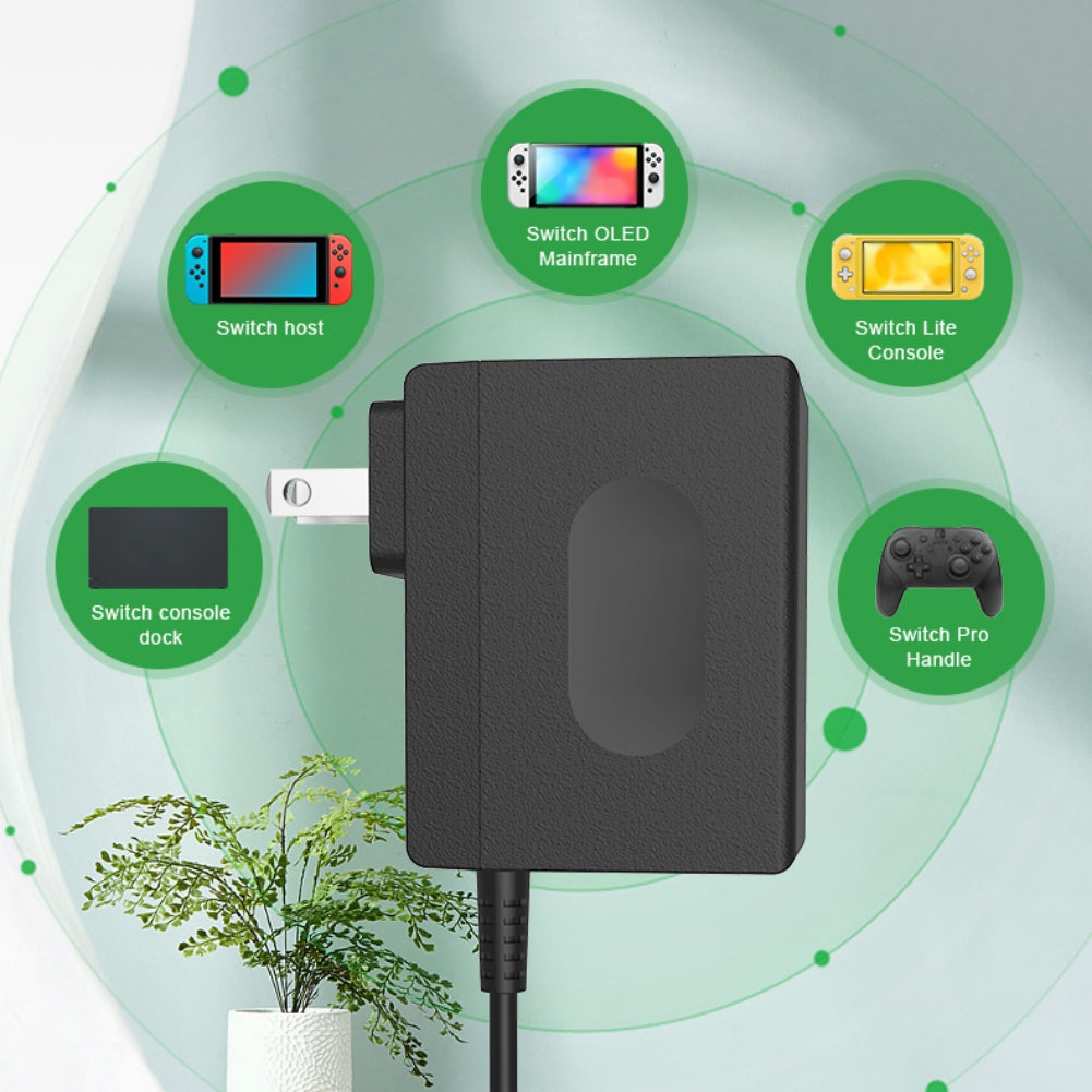 AOLION PGNS1042 For Nintendo Switch TV Dock Mode 1.5m Type-C Cable ABS Charger AC Power Adapter, US Plug