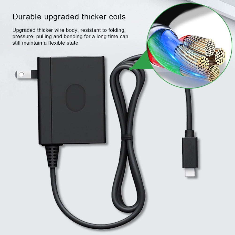 AOLION PGNS1042 For Nintendo Switch TV Dock Mode 1.5m Type-C Cable ABS Charger AC Power Adapter, US Plug