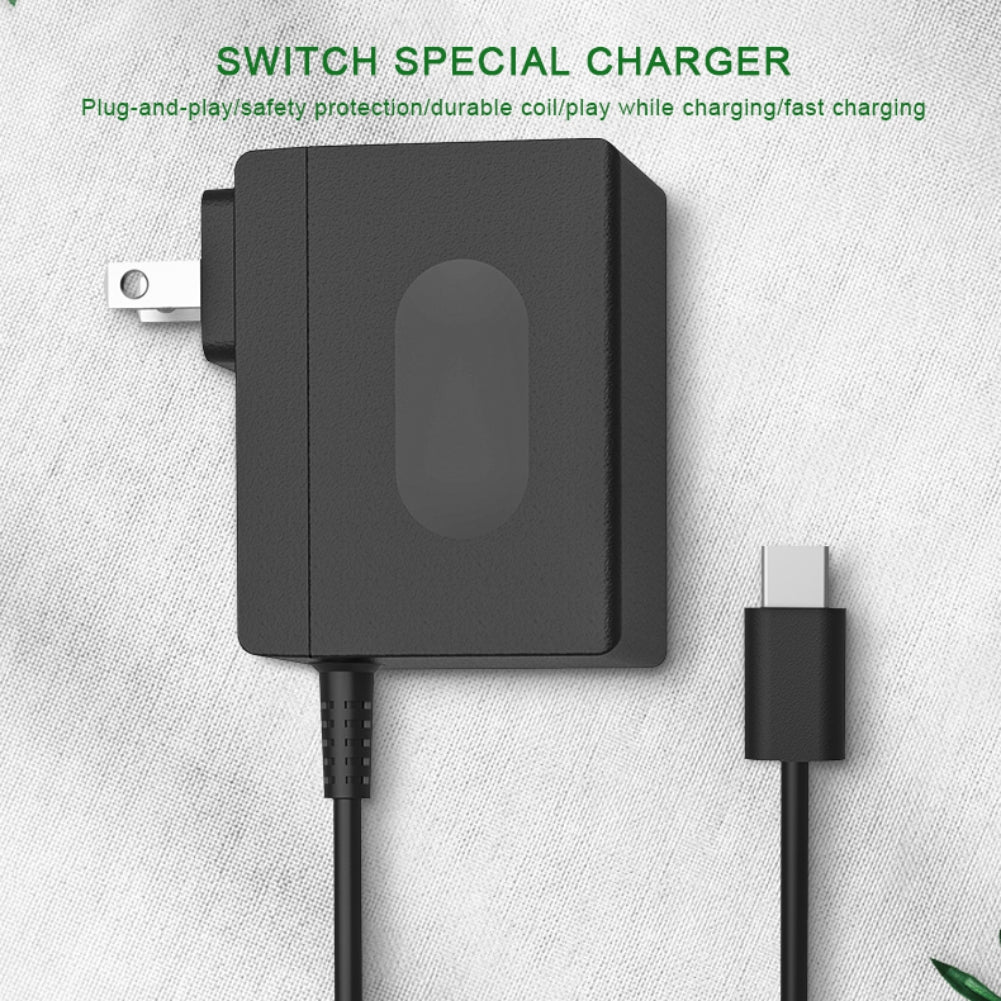 AOLION PGNS1042 For Nintendo Switch TV Dock Mode 1.5m Type-C Cable ABS Charger AC Power Adapter, US Plug