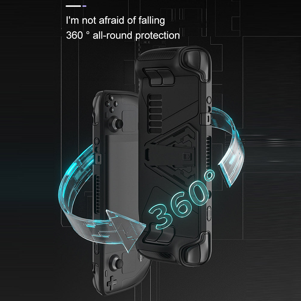 AOLION AL-ST1005 pro Steam Deck Ochranné pouzdro PC+TPU Nárazuvzdorná skořepina herní konzole se stojánkem ze slitiny