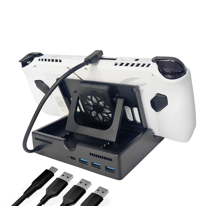 4-in-1 Type-C Charging Dock with Cooling Fan for Asus ROG Ally Game Console Multi-Function Docking Station