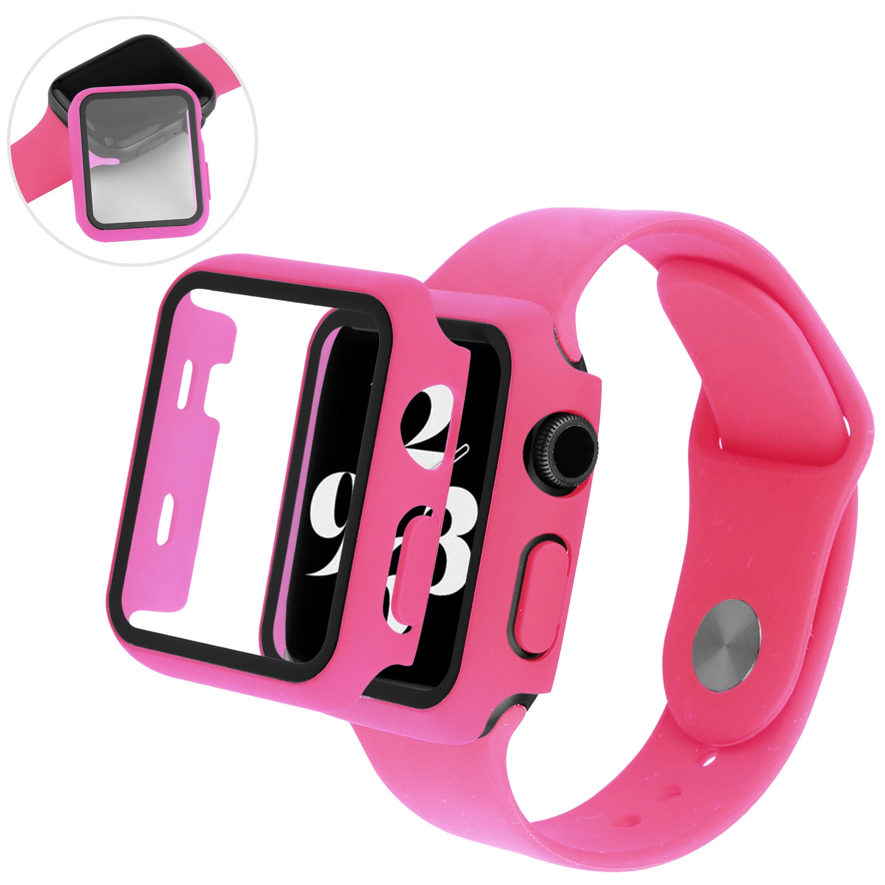 3 in 1 Anti-Scratch Tempered Glass Screen Protector + Drop-Proof Watch Cover + Watch Band for Apple Watch Series 4 40mm 5 40mm 6 40mm SE 40mm