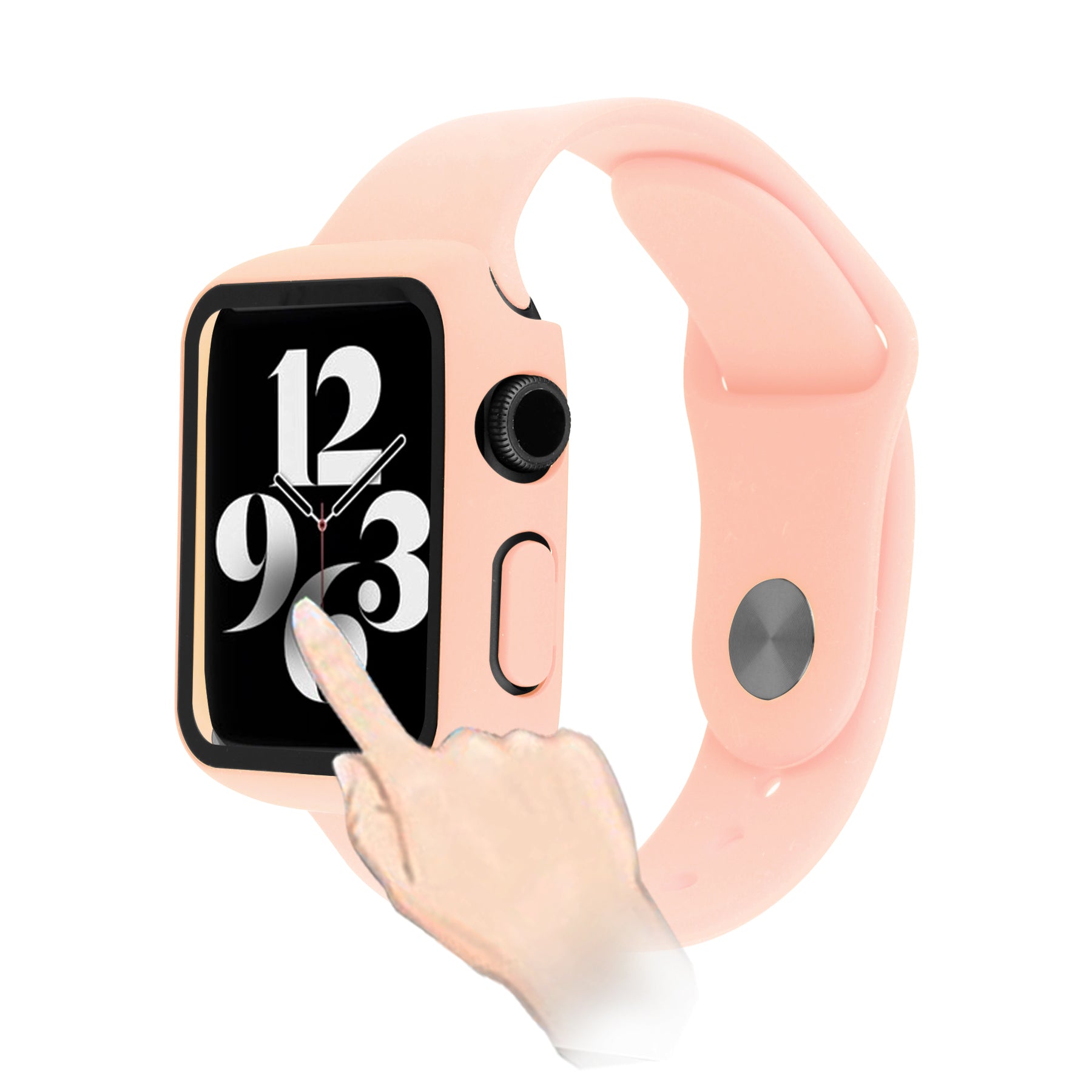 Anti-Scratch Shock-Absorbed 3 in 1 Tempered Glass Screen Protector + Watch Cover + Watch Band Set for Apple Watch Series 4 44mm 5 44mm 6 44mm SE SE (2022) 44m