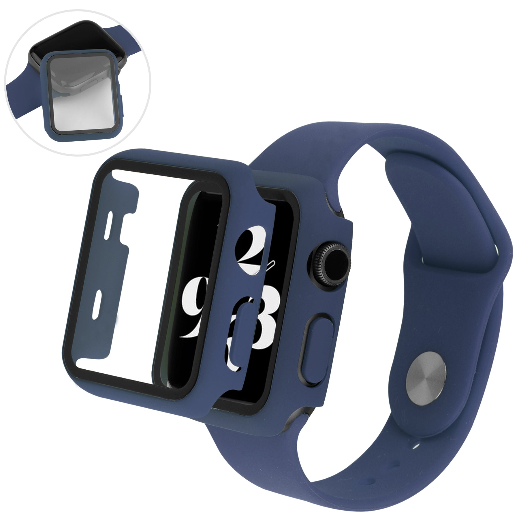 Anti-Drop 3 in 1 Tempered Glass Screen Protector + Watch Cover + Watch Band Set for Apple Watch Series 1 42mm 2 42mm 3 42mm