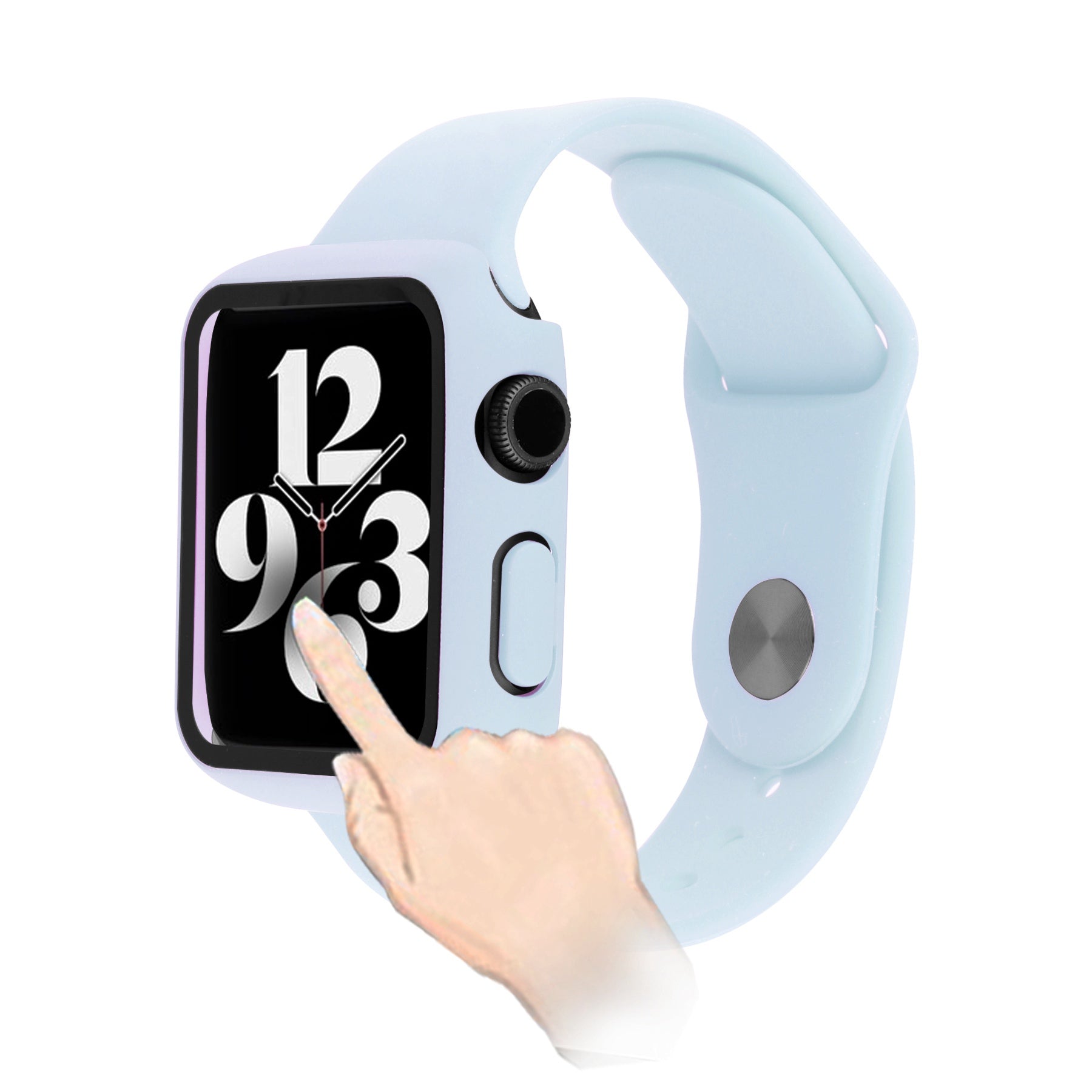 For Apple Watch Ultra 49mm Silicone Watch Band Wrist Strap + Anti-drop PC Watch Case with Tempered Glass Screen Protector