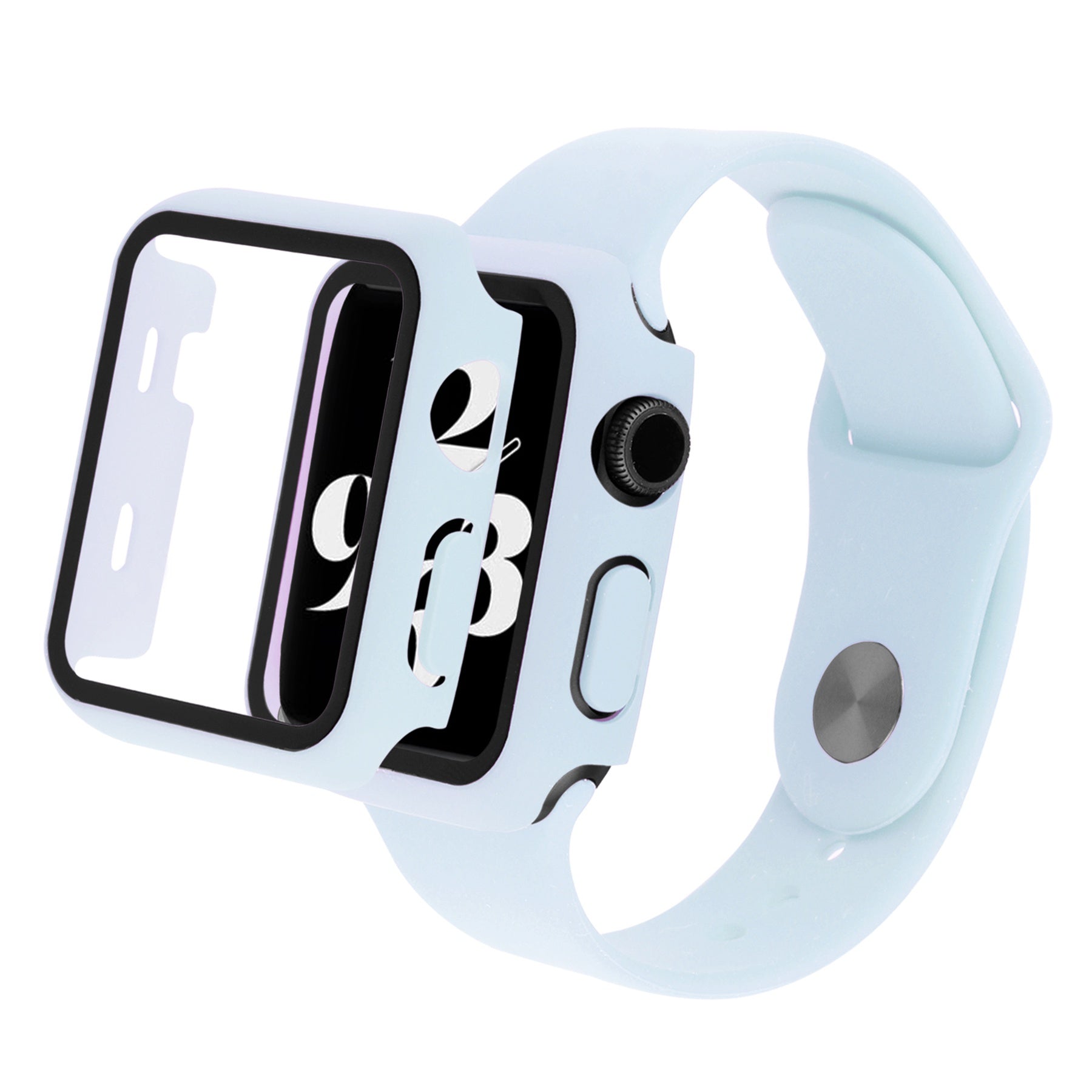 For Apple Watch SE (2022) 40mm SE 40mm 6 5 4 40mm Silicone Watch Strap + PC Watch Case with Tempered Glass Screen Protector Shockproof Protective Cover