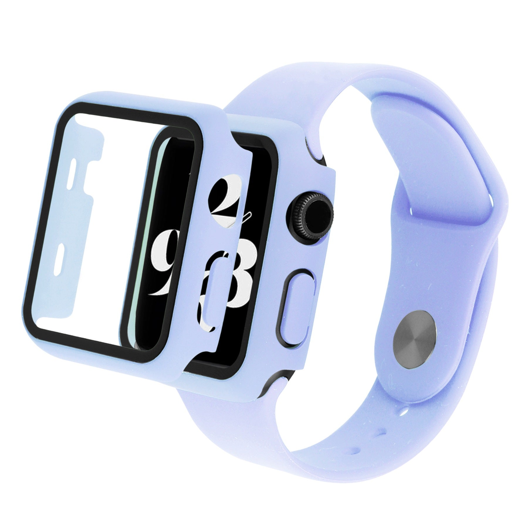 For Apple Watch SE (2022) 40mm SE 40mm 6 5 4 40mm Silicone Watch Strap + PC Watch Case with Tempered Glass Screen Protector Shockproof Protective Cover