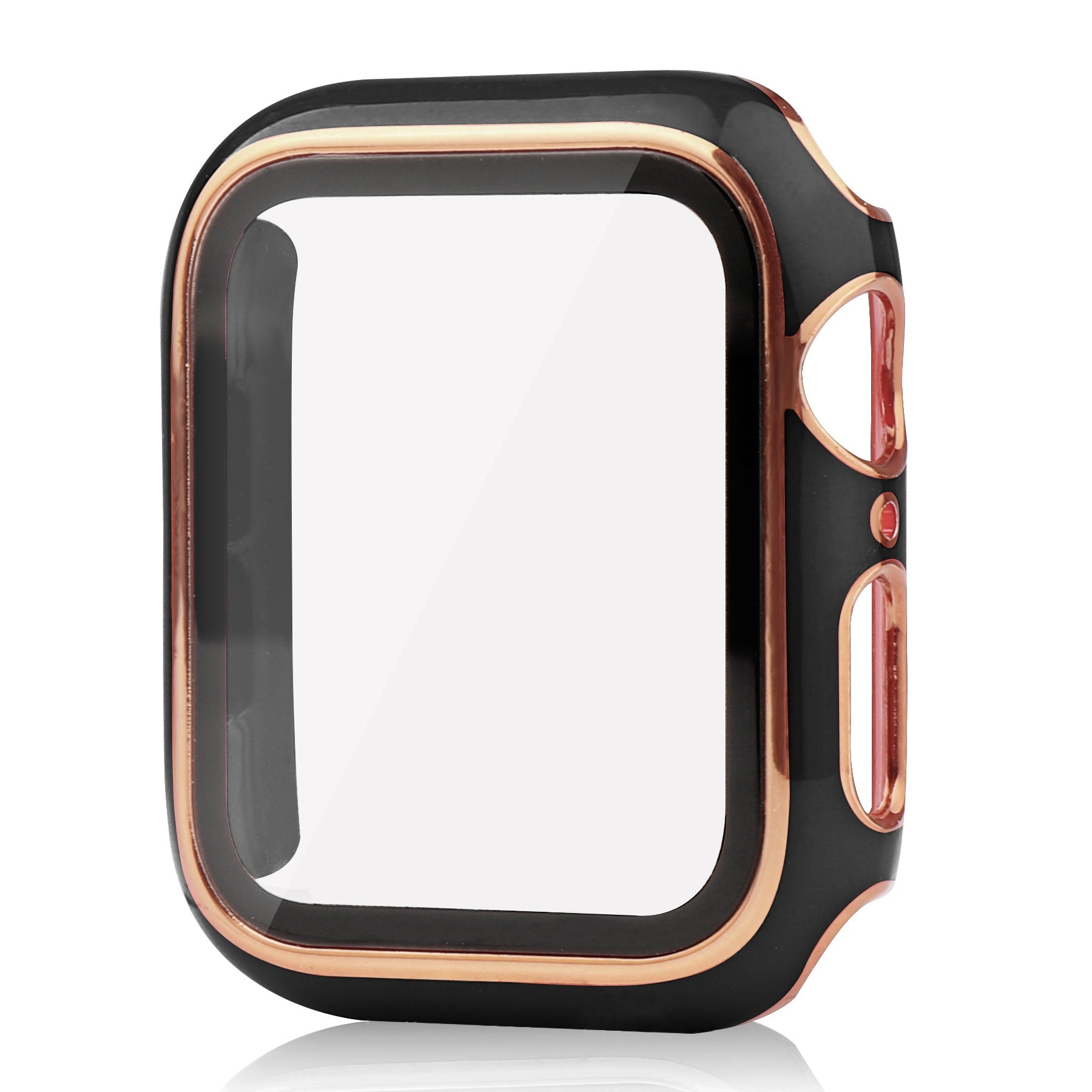 For Apple Watch Ultra 49mm Soft Silicone Band Replacement + Full Cover Hard PC Electroplating Watch Case with Tempered Glass Screen Protector