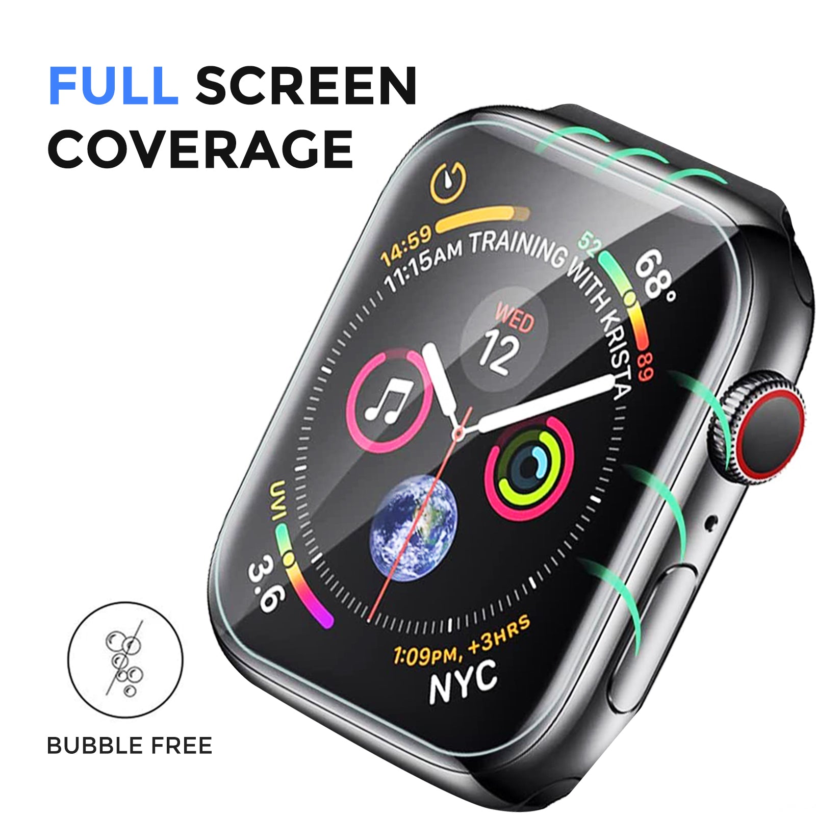 For Apple Watch 2Pcs Soft TPU Full Cover Screen Protector Anti-scratch HD Smart Protective Film