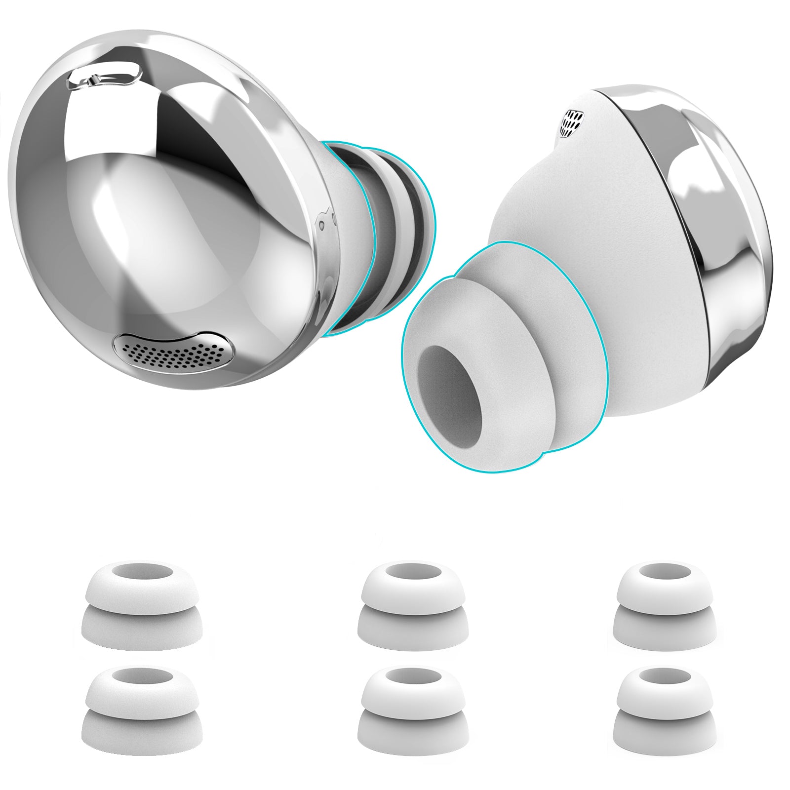 AHASTYLE PT168 pro Samsung Galaxy Buds Pro 3 páry SML protiskluzové náhradní koncovky do uší Silikonové koncovky do uší Bluetooth