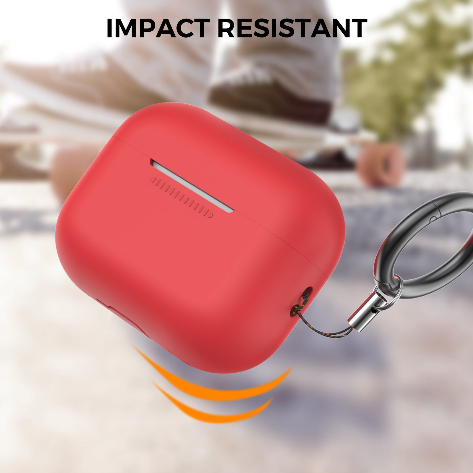 AHASTYLE PT187-G Shockproof Silicone Case for Apple AirPods Pro 2 Earphone Charging Bin Drop Protection Cover with Carrying Loop Strap