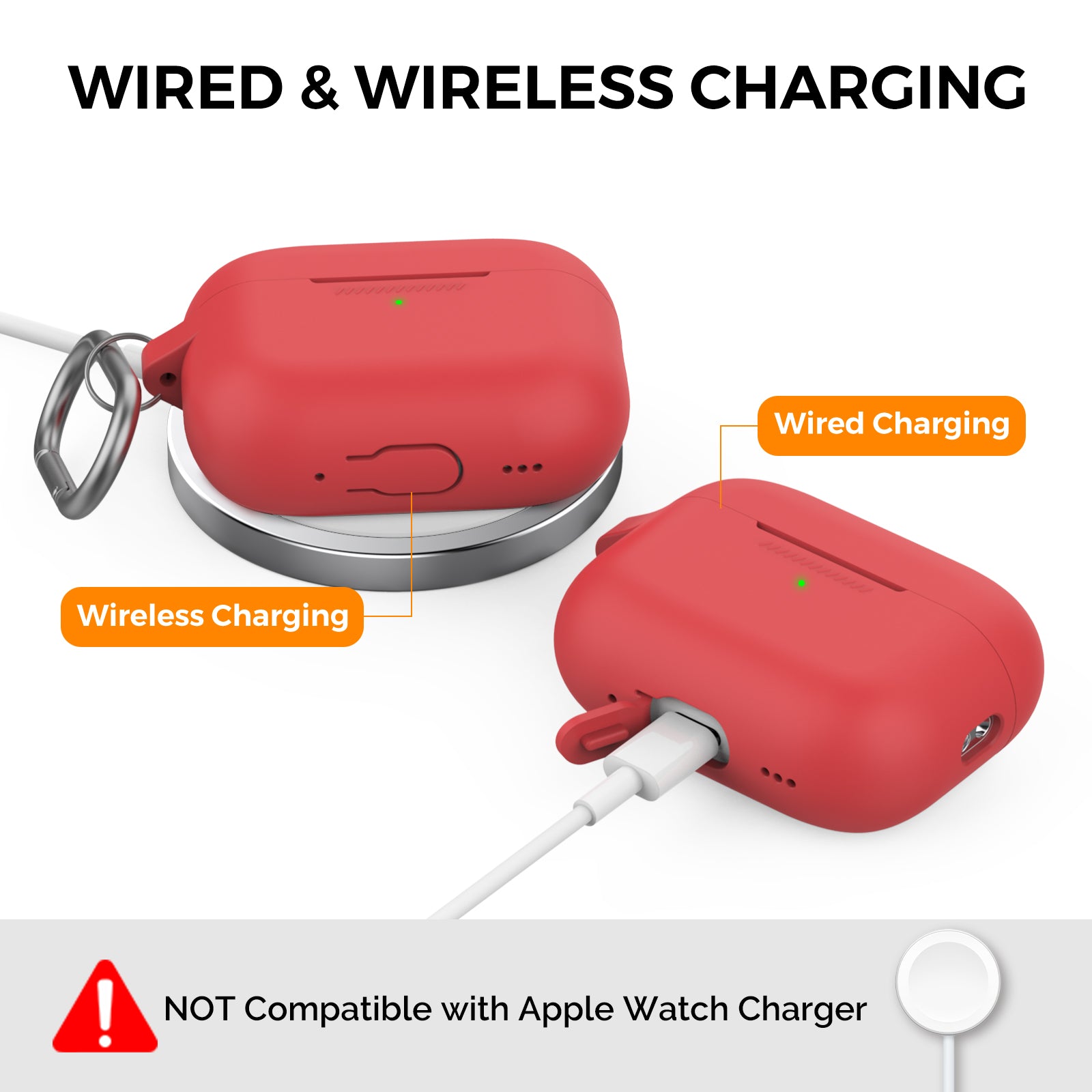 AHASTYLE PT193 For Apple AirPods Pro 2 Earphone Charging Bin Shockproof Silicone Case Impact-resistant Shell Cover with Carabiner