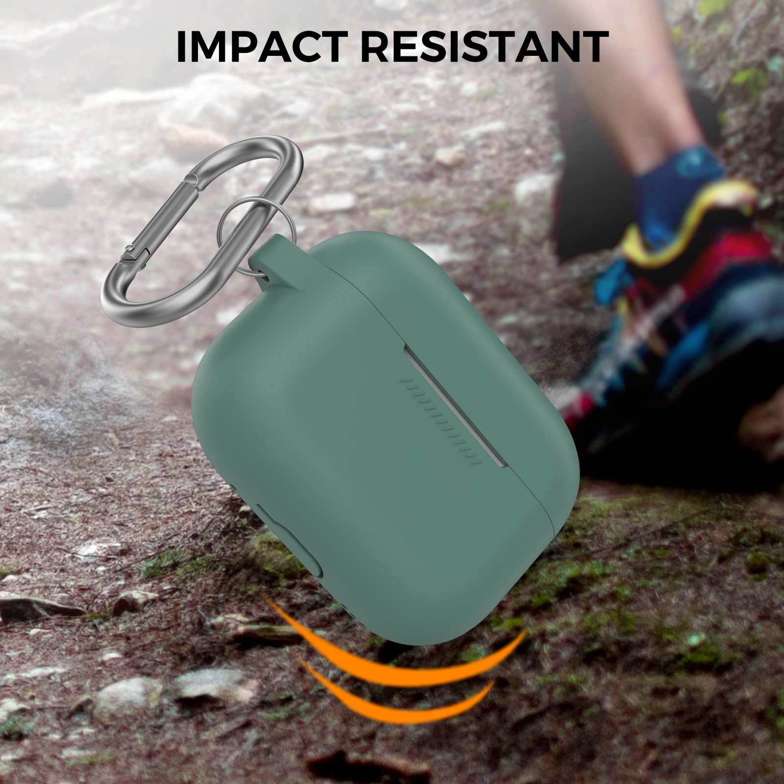 AHASTYLE PT193 For Apple AirPods Pro 2 Earphone Charging Bin Shockproof Silicone Case Impact-resistant Shell Cover with Carabiner