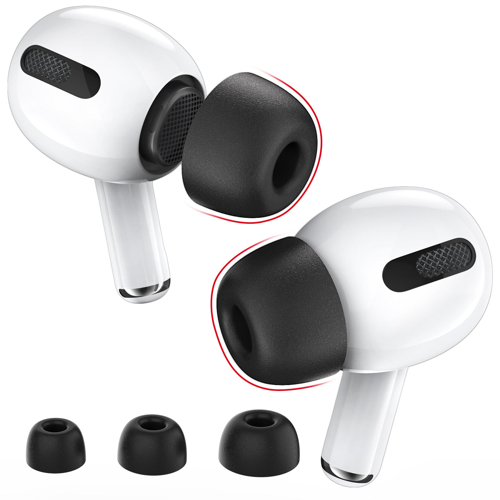 AHASTYLE WG28 3 Pairs S/M/L Size Earbuds Covers for Apple AirPods Pro/AirPods Pro 2 Replacement Memory Foam In-ear Earphone Eartips