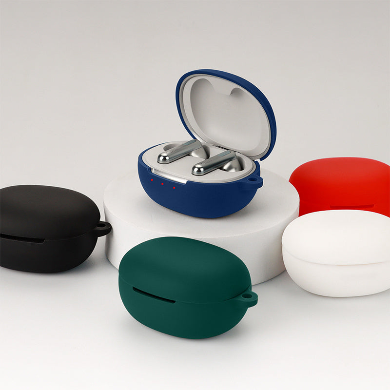 For JBL T280TWS NC2 Wireless Bluetooth Earphones Soft Silicone Cover Anti-drop Case with Anti-lost Buckle