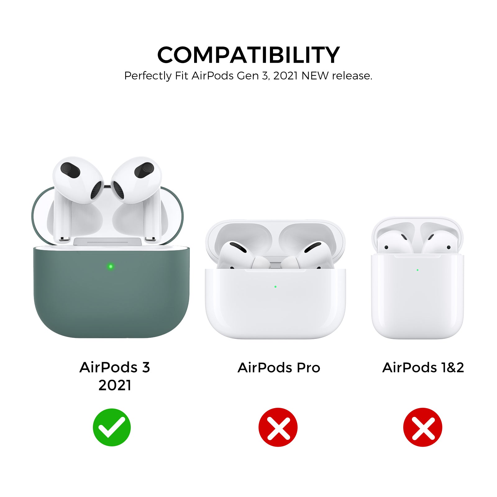 AHASTYLE PT147 For Apple AirPods 3 Splittable Silicone Protective Case Bluetooth Earphone Anti-drop Anti-dust Cover