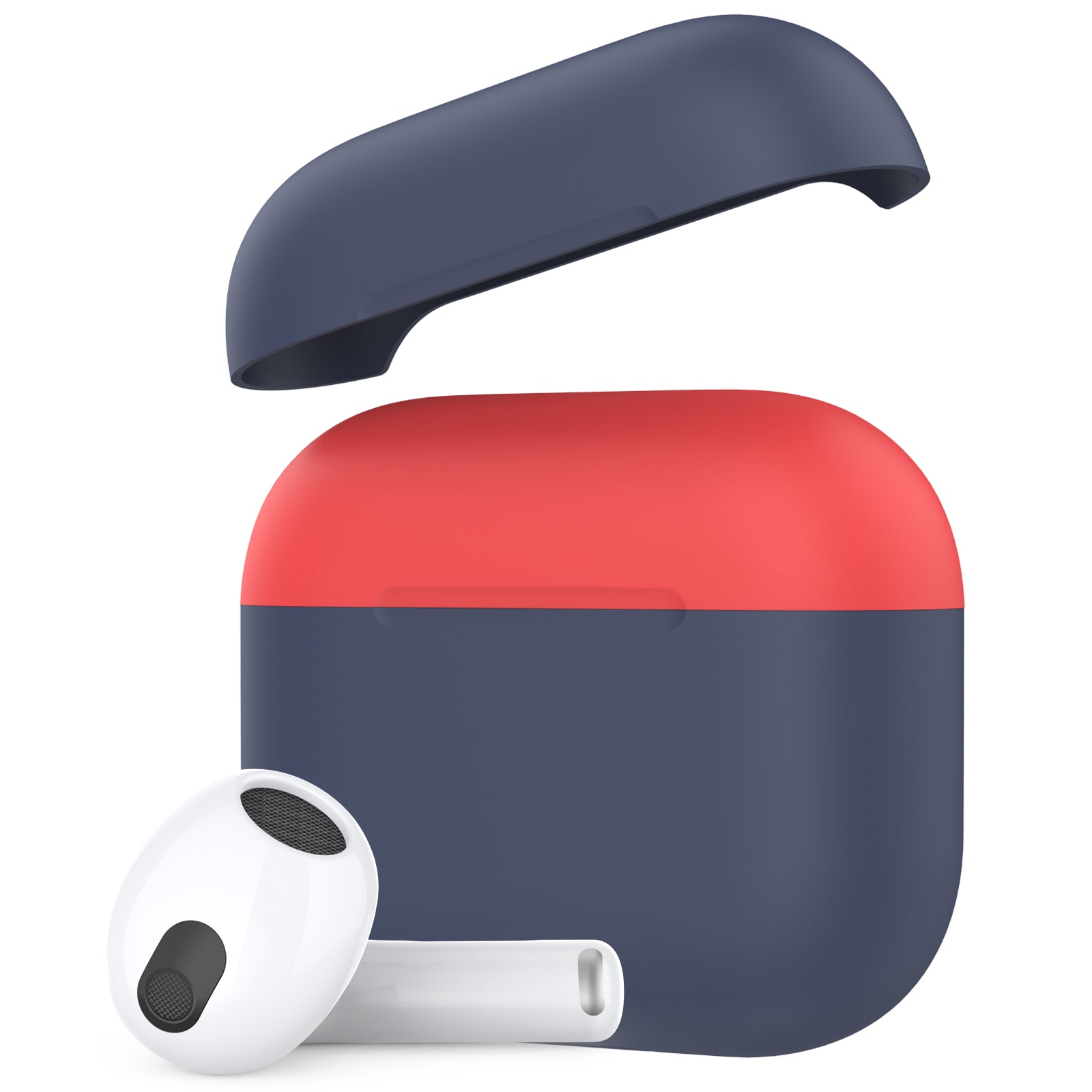 AHASTYLE PT147-2 Silicone Cover for Apple AirPods 3 Case Dual Color TWS Headset Protective Case (2 Caps 1 Body)