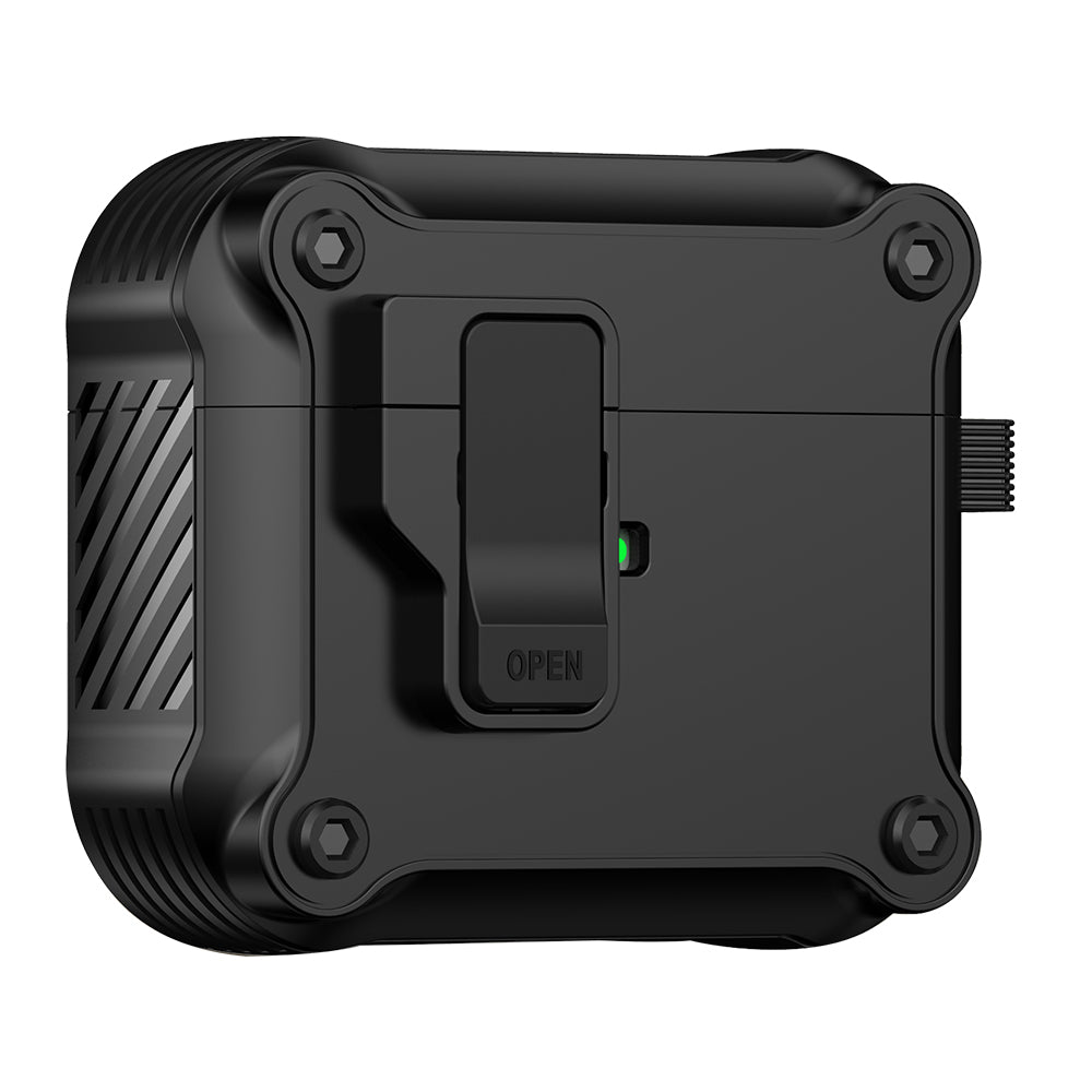 Protective Case for Apple AirPods 3 Case TWS Earbuds TPU PC Cover with Auto Opening Lock and Carabiner
