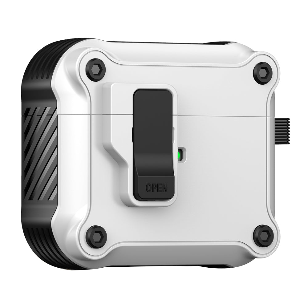 Protective Case for Apple AirPods 3 Case TWS Earbuds TPU PC Cover with Auto Opening Lock and Carabiner