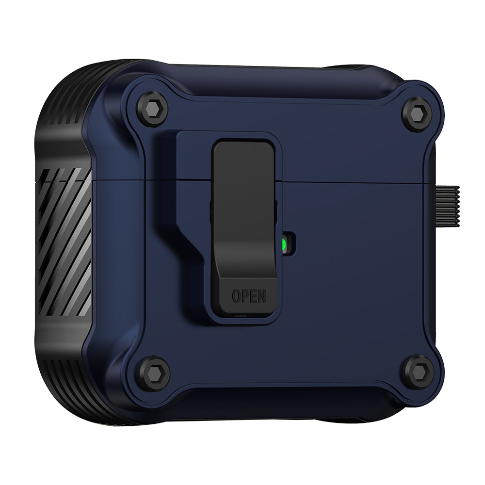Protective Case for Apple AirPods 3 Case TWS Earbuds TPU PC Cover with Auto Opening Lock and Carabiner