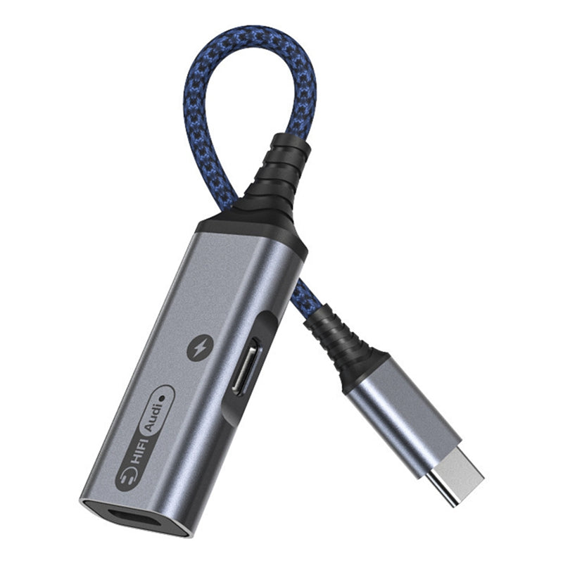 MH-338A 2-in-1 Type-C to Type-C Headphone Audio Charger Adapter with PD 60W Fast Charging for Samsung Galaxy S22 iPad Pro