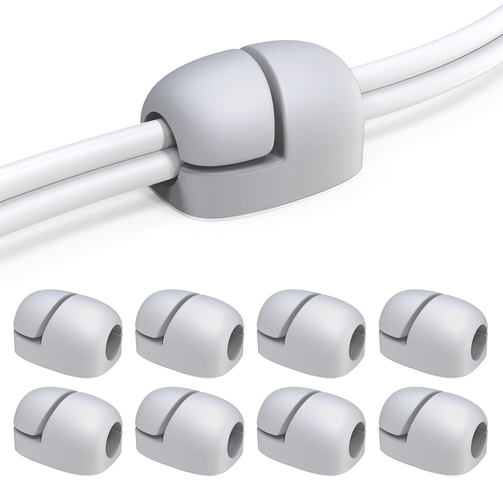 AHASTYLE LC01 8Pcs Self-adhesive Cable Manager Silicone Data Cable Fixing Holder Desktop Wire Organizer