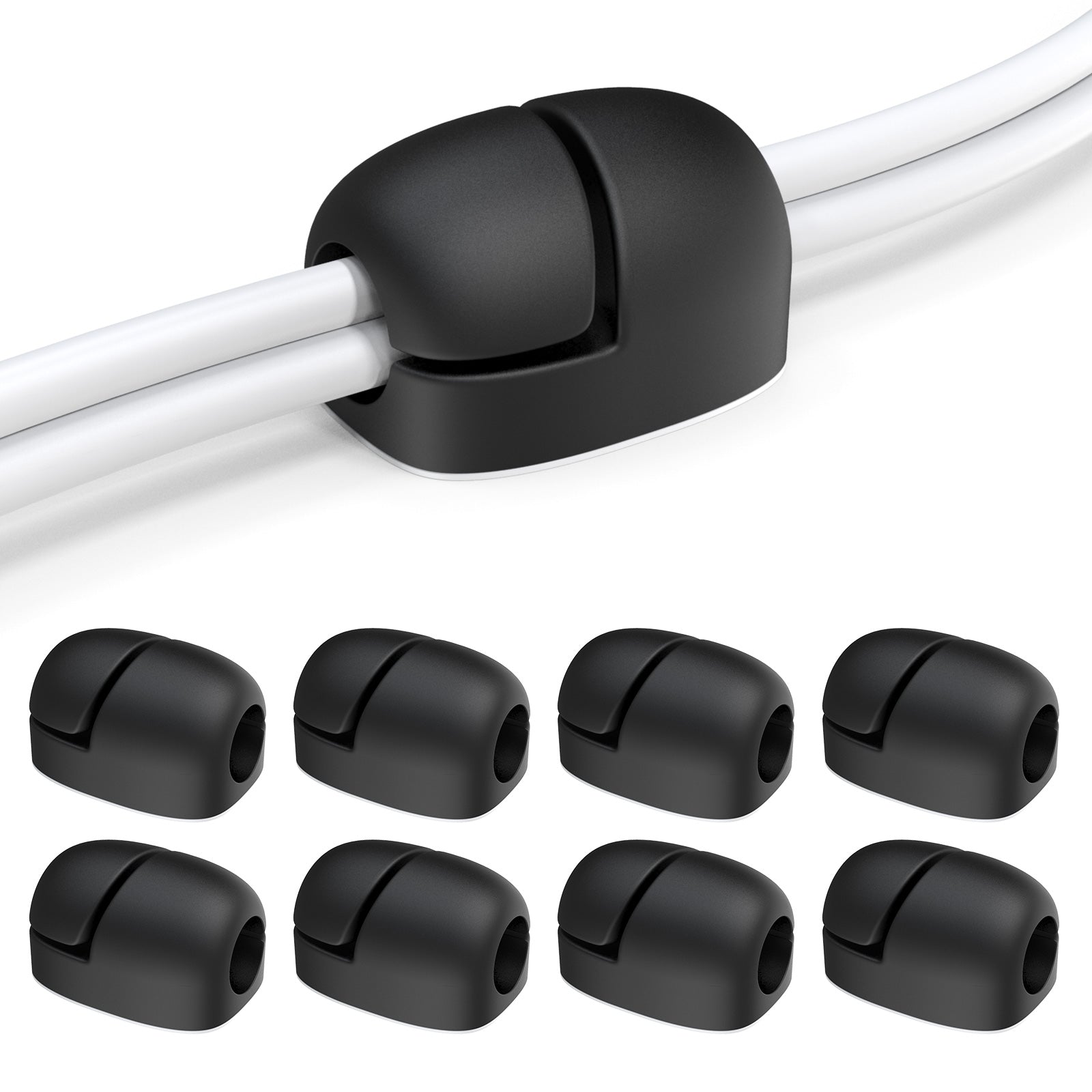 AHASTYLE LC01 8Pcs Self-adhesive Cable Manager Silicone Data Cable Fixing Holder Desktop Wire Organizer