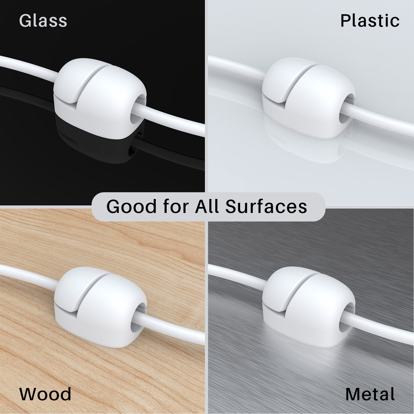 AHASTYLE LC01 8Pcs Self-adhesive Cable Manager Silicone Data Cable Fixing Holder Desktop Wire Organizer