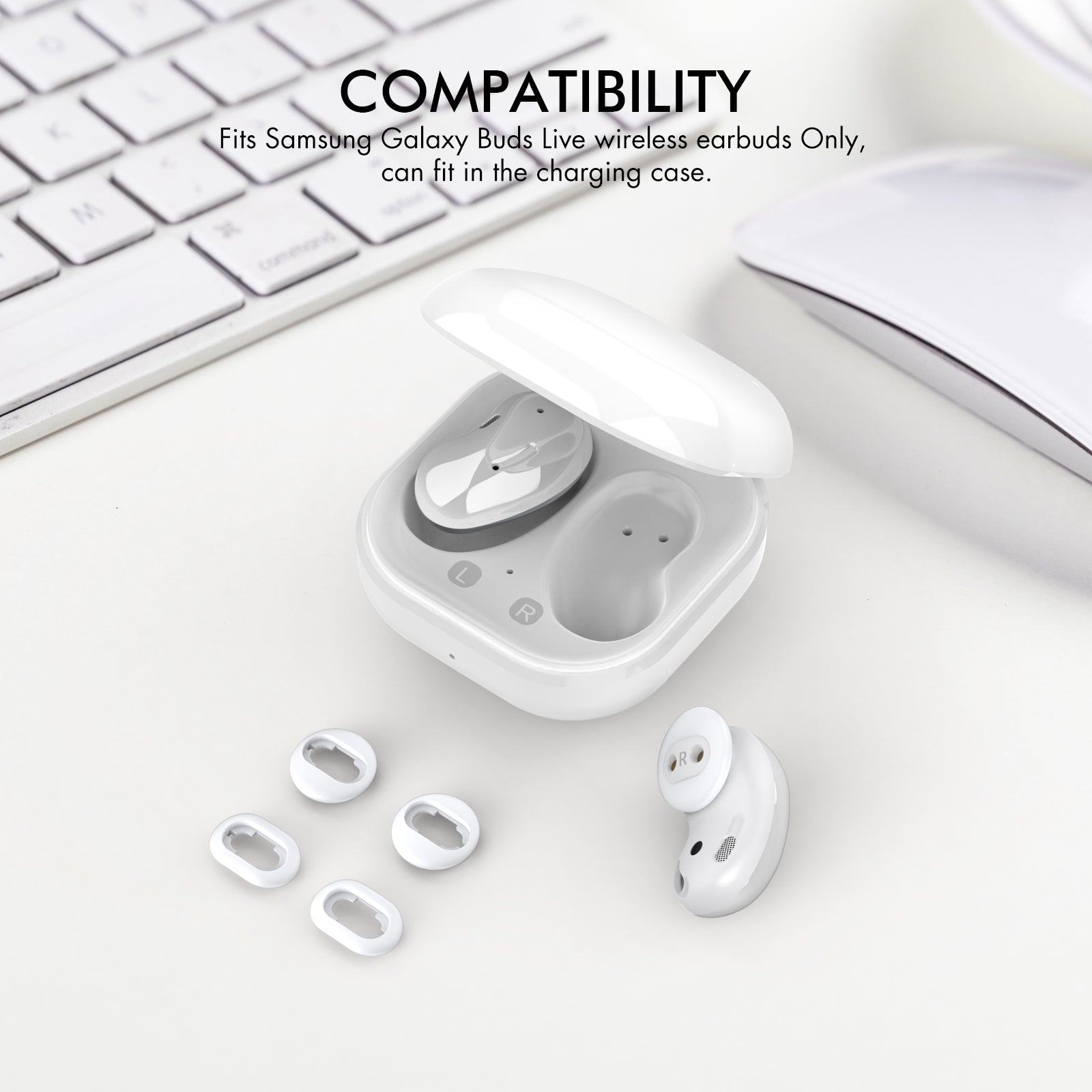 AHASTYLE PT132 For Samsung Galaxy Buds Live 6 Pairs S M L Replacement Earbuds Tips Anti-slip Silicone Bluetooth Earphone Eartips