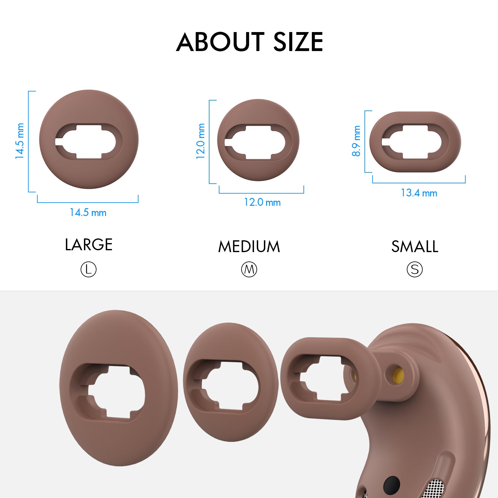 AHASTYLE PT132 For Samsung Galaxy Buds Live 6 Pairs S M L Replacement Earbuds Tips Anti-slip Silicone Bluetooth Earphone Eartips