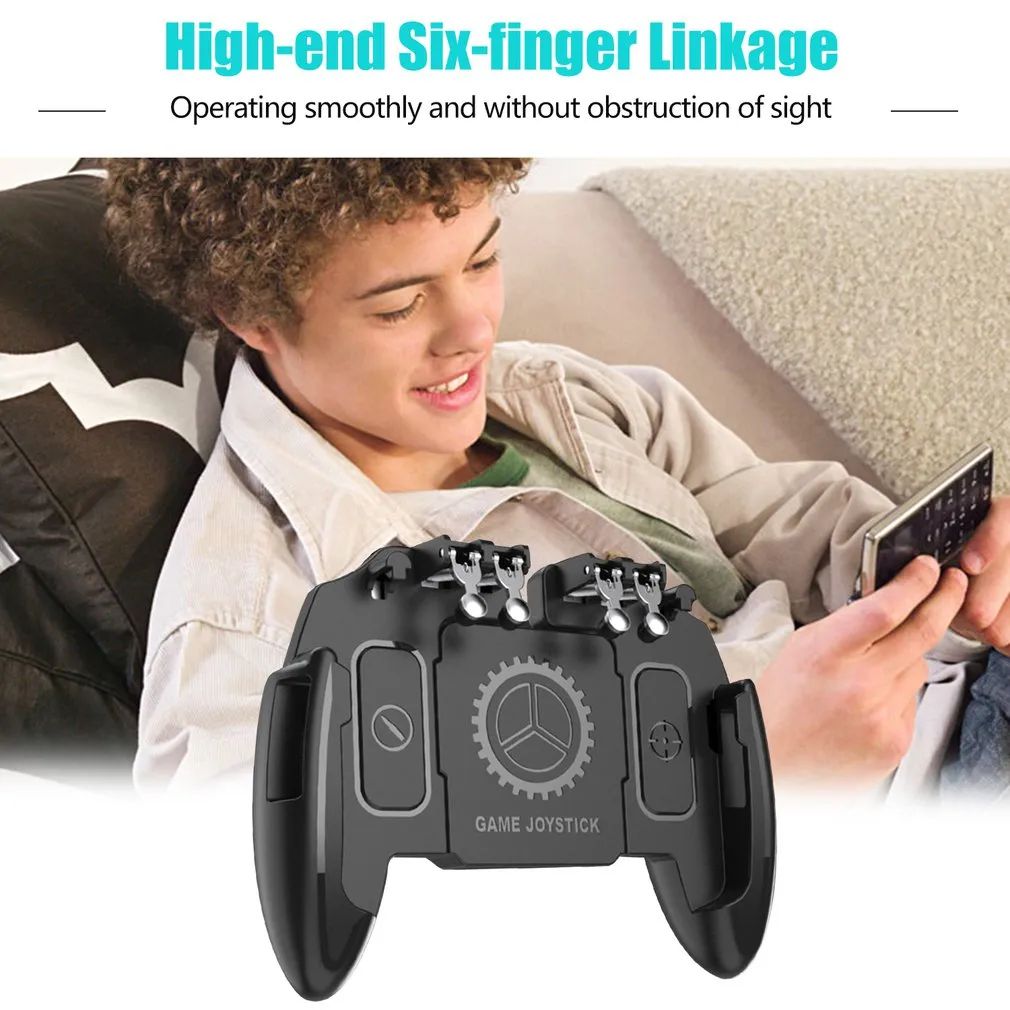 M10 Six Finger PUBG Mobile Joystick Controller L1 / R1 Triggers Gamepad pro 4,7-6,5 palcové telefony