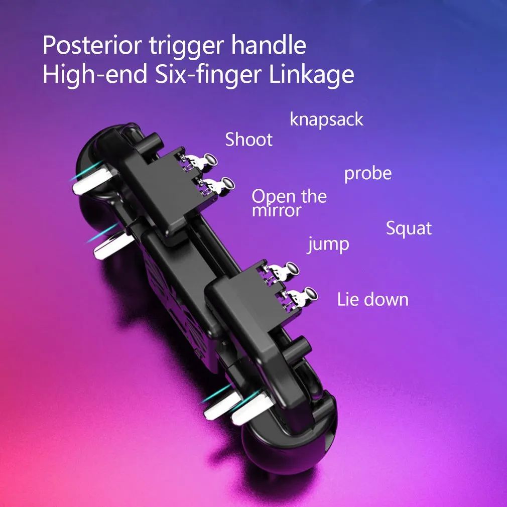 M10 Six Finger PUBG Mobile Joystick Controller L1 / R1 Triggers Gamepad pro 4,7-6,5 palcové telefony