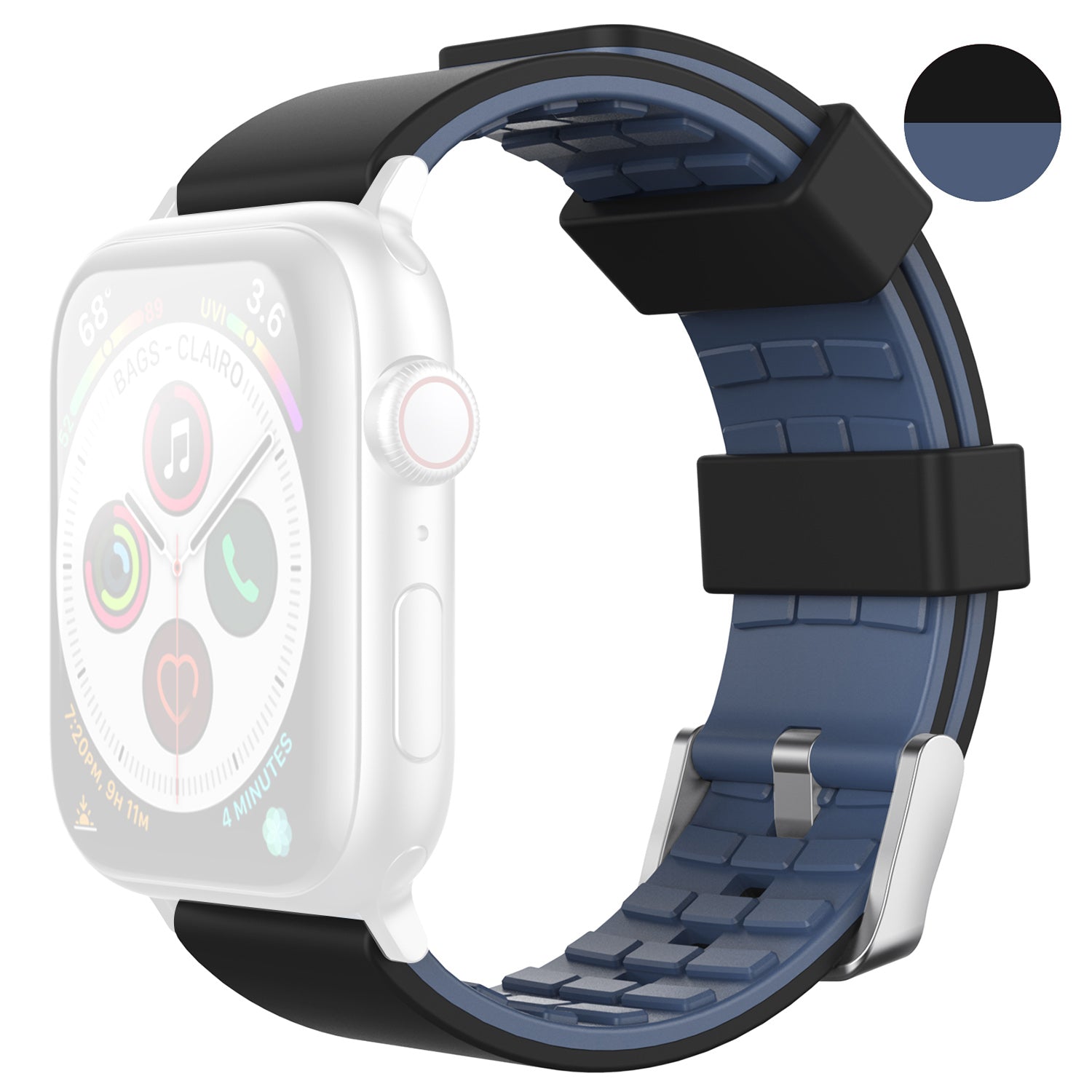 AHASTYLE WA11 Watch Band for Apple Watch Ultra 2 49mm Series 9 45mm SE (2023) 44mm Ultra 49mm 8 7 45mm 6 5 4 SE (2022) SE 44mm 3 2 1 42mm Contrast Colors Silicone Strap