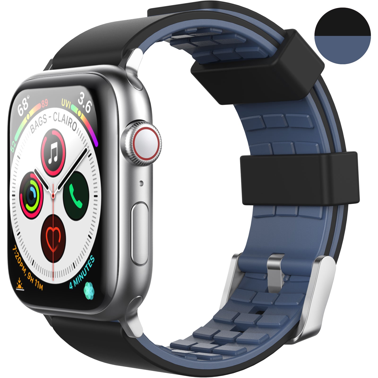 AHASTYLE WA11 Watch Band for Apple Watch Ultra 2 49mm Series 9 45mm SE (2023) 44mm Ultra 49mm 8 7 45mm 6 5 4 SE (2022) SE 44mm 3 2 1 42mm Contrast Colors Silicone Strap