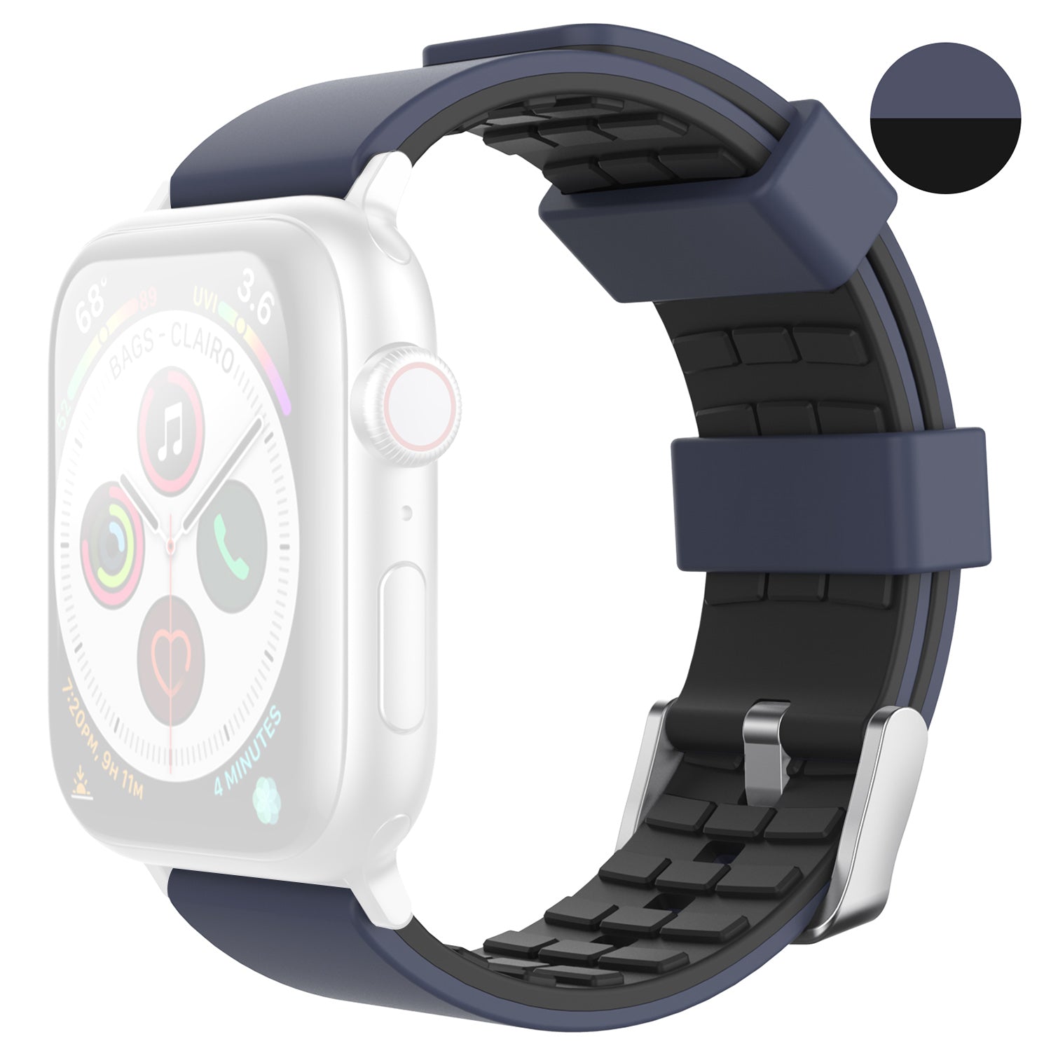 AHASTYLE WA11 Watch Band for Apple Watch Ultra 2 49mm Series 9 45mm SE (2023) 44mm Ultra 49mm 8 7 45mm 6 5 4 SE (2022) SE 44mm 3 2 1 42mm Contrast Colors Silicone Strap