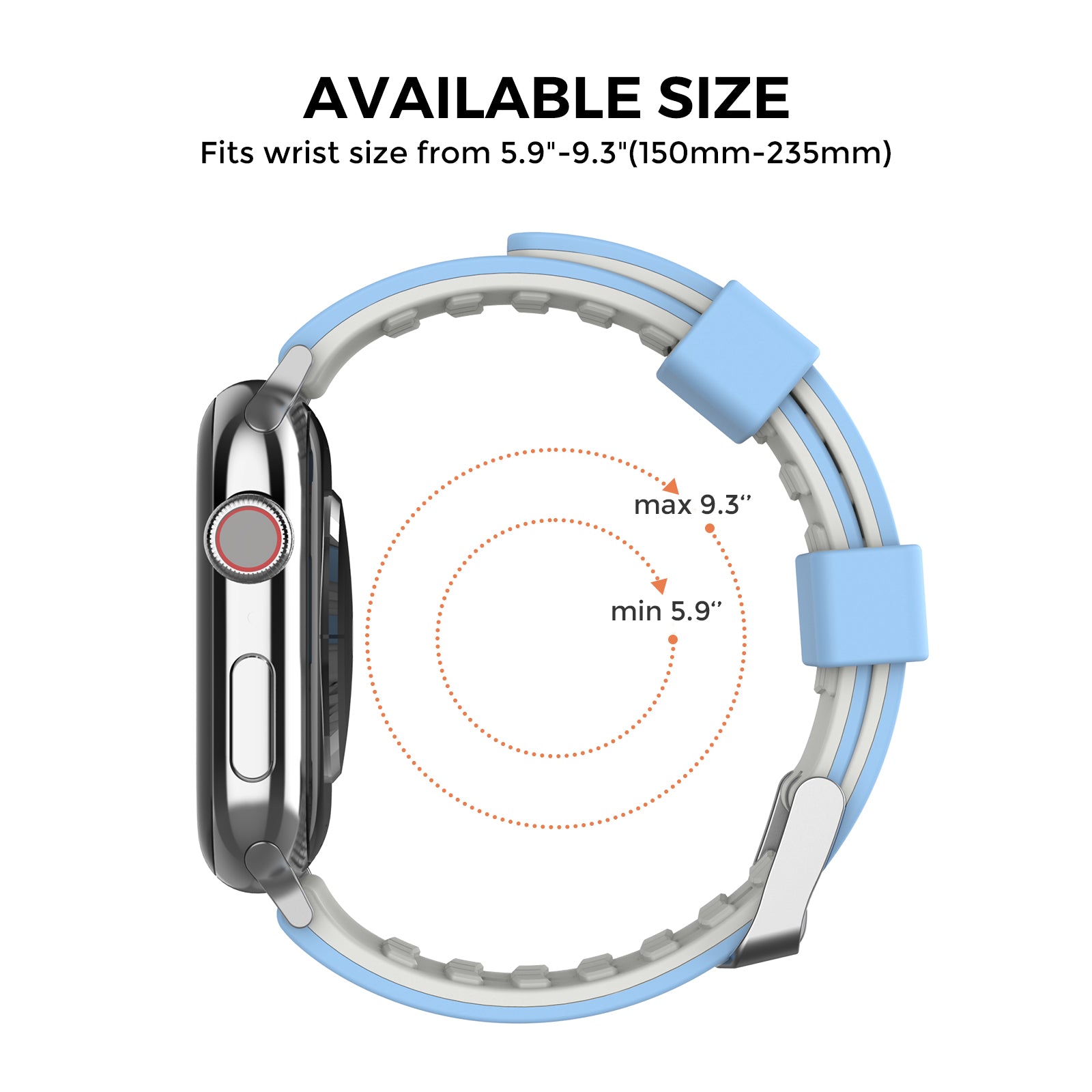 AHASTYLE WA11 Watch Band for Apple Watch Ultra 2 49mm Series 9 45mm SE (2023) 44mm Ultra 49mm 8 7 45mm 6 5 4 SE (2022) SE 44mm 3 2 1 42mm Contrast Colors Silicone Strap