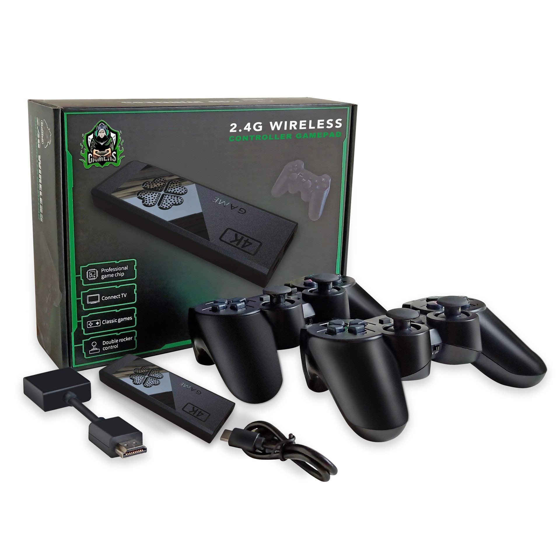 X1 Herní konzole 2,4G bezdrátový ovladač Herní sada Game Stick Herní sada TV Hry Podporuje 4K video, s 64G paměťovou kartou