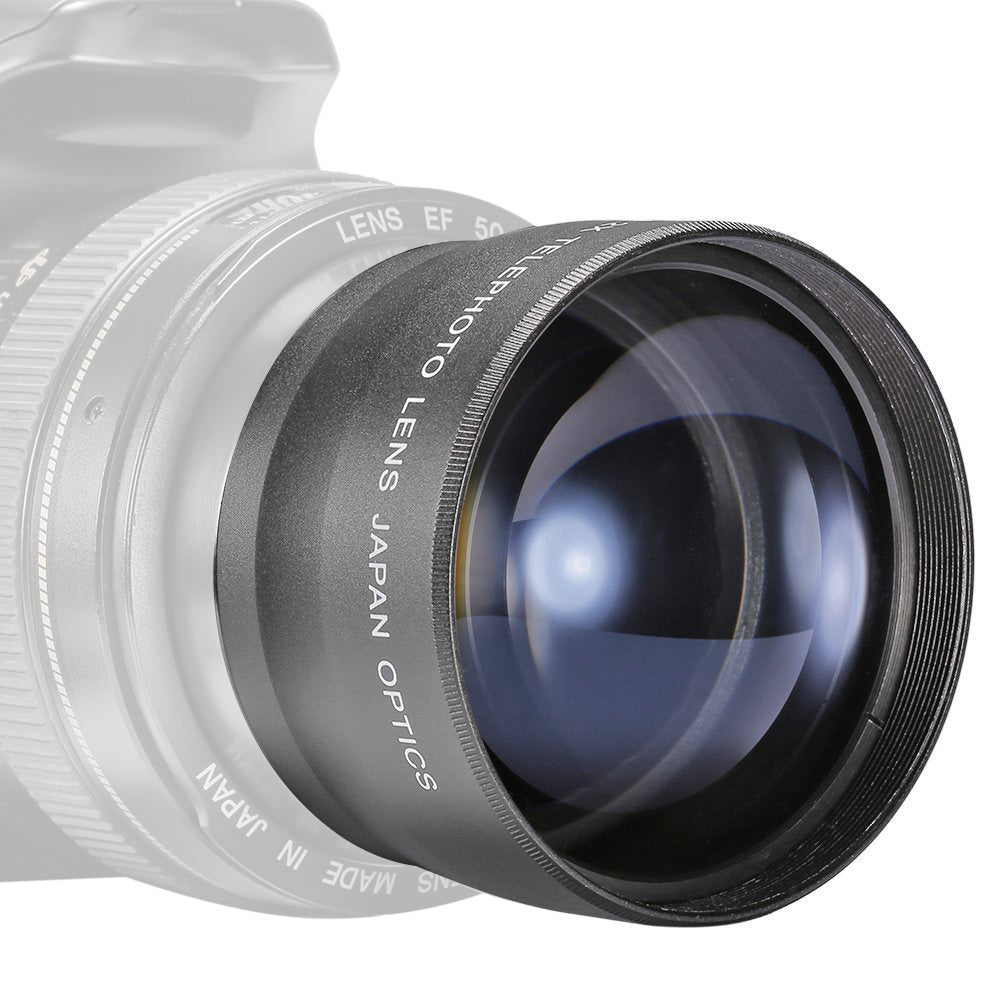 58mm 2X Telephoto Lens for Canon Nikon Camera Teleconverter Lens 18-55 Front 62mm Filter