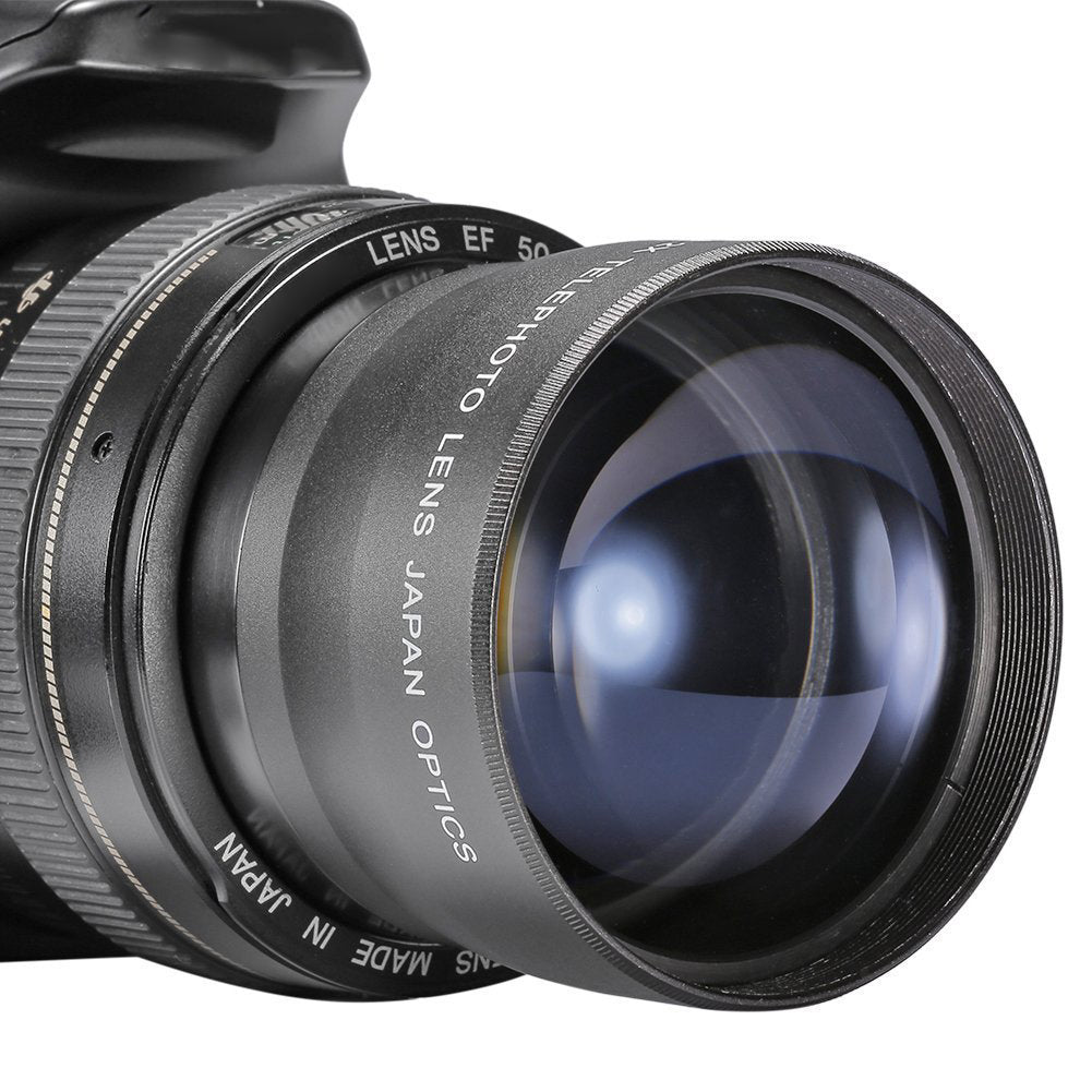 58mm 2X Telephoto Lens for Canon Nikon Camera Teleconverter Lens 18-55 Front 62mm Filter