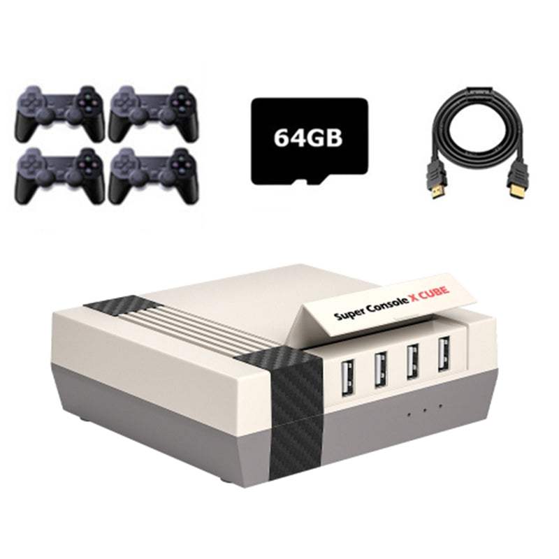KINHANK Super Console X Cube HD Classic Game Console 64GB Retro Mini Video Games with 4 Wireless Controllers (EU Plug)