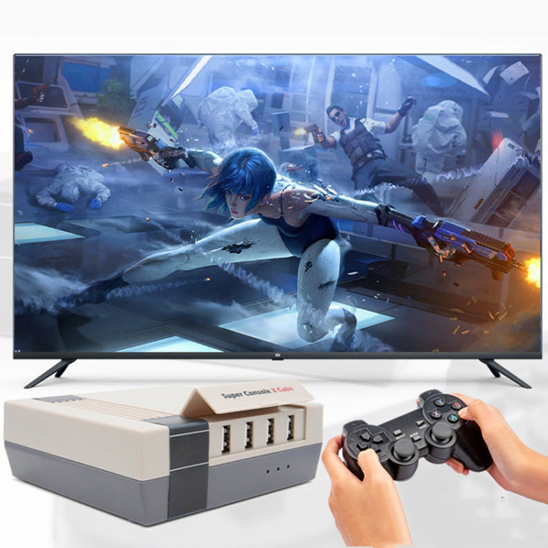 KINHANK Super Console X Cube Mini Classic-spilkonsol med 2 trådløse controllere, 256 GB HD-videospil (EU-stik)
