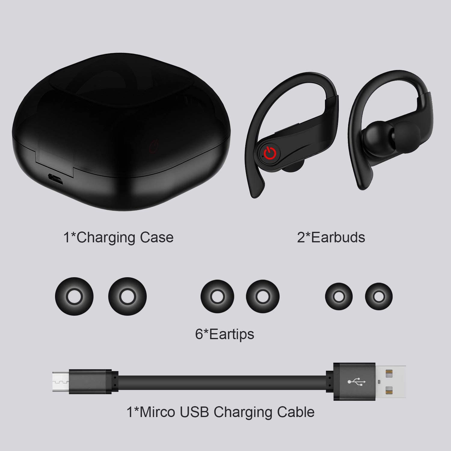 LEMONDA HBQ-Q62 TWS Bluetooth Headsets Ear Hook Headphones Business Music Earphone with Digital Power Display 950mAh Charging Case IPX4