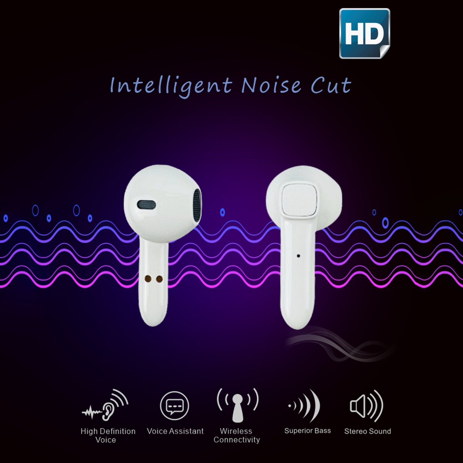 J60 TWS Wireless Bluetooth Earbuds Touch Control In-ear Earphone with LED Battery Display