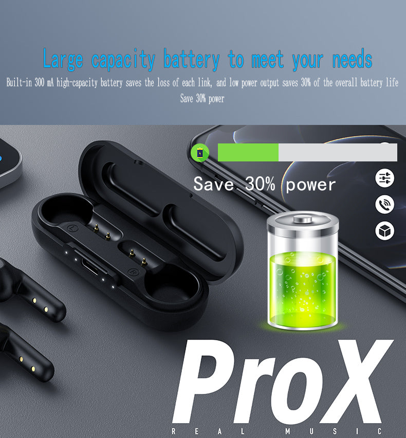 PRO-X TWS Wireless Bluetooth Earphones Touch Control Stereo Headset Earbuds with Charging Case