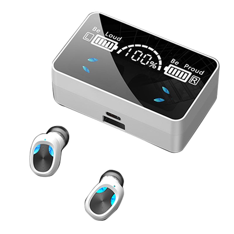 X3 TWS Bluetooth 5.1 Mini Trådløs Touch-øretelefon Vandtæt Sports Stereo Musik Calling Headset med spejloverflade LED Display Opladningsetui