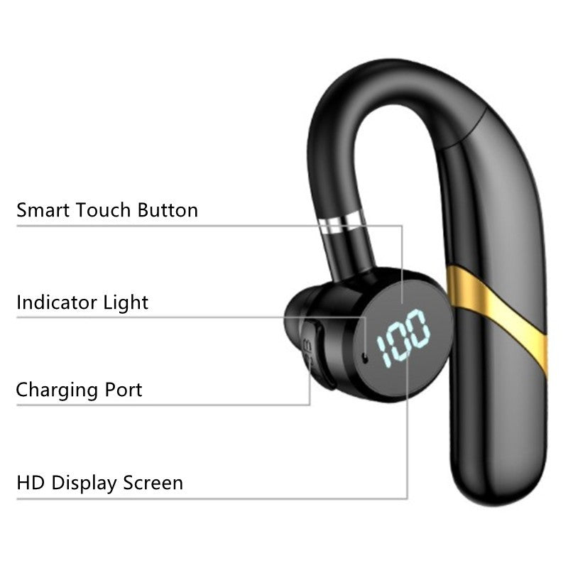 X9S Digital Display Single Ear Wireless Bluetooth Earhook Touch Headset Waterproof Men Women Sports Music Calling Earphone