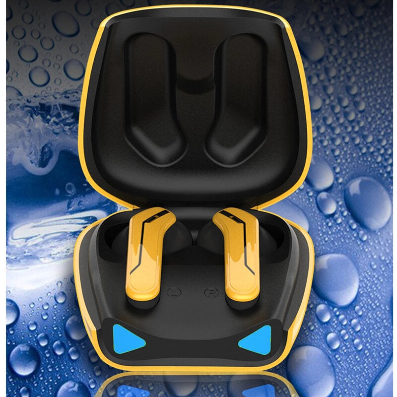 Aircar TWS Bluetooth 5.0 Headphones Dual Drivers Earphones Low Latency Gaming Stereo Earbuds Waterproof Headset with LED Light