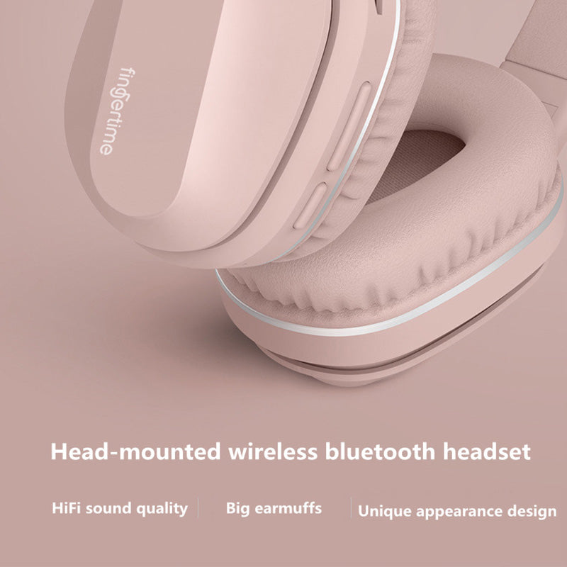 FINGERTIME P2 Folding Portable Bluetooth Headset Built-in Mic Stereo Wireless Headphone with Soft Leather Earmuffs Compatible with PCs Mobile Phones Tablets