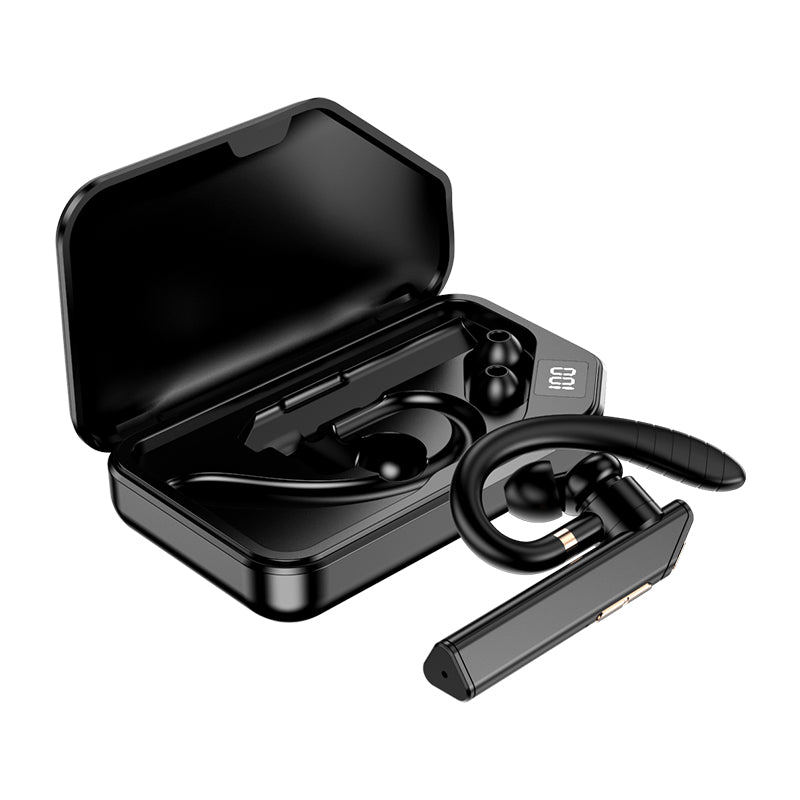 K3 Jieli Chip Business Single Ear Bluetooth Headset ENC Noise Reduction Wireless Earhook Calling Music Earphone with Digital Display Charging Case