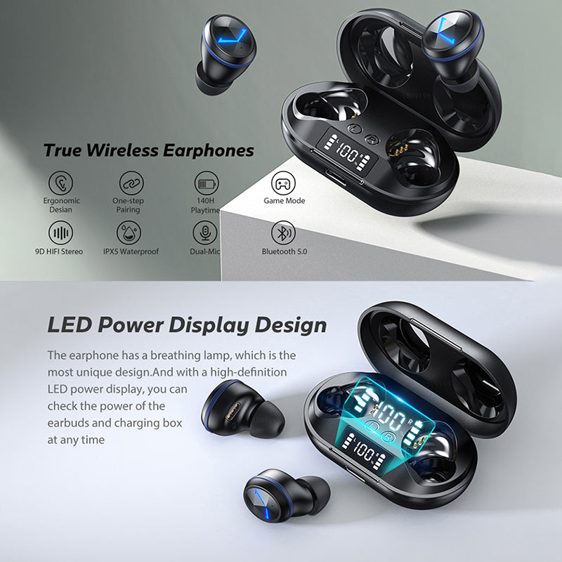 C6 TWS Wireless Bluetooth 5.0 Sports Earphone Earbuds Digital Display Waterproof Noise Cancelling Music Calling Headset